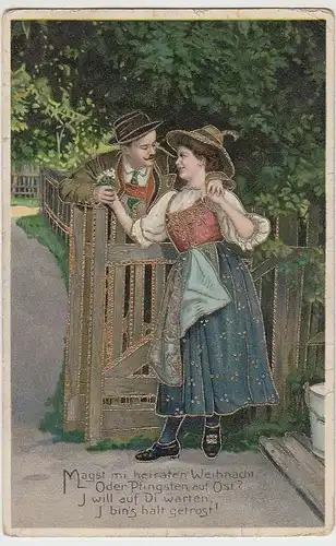 (36558) AK Mann mit Dame am Gartenzaun -Magst mi heiraten-, 1915