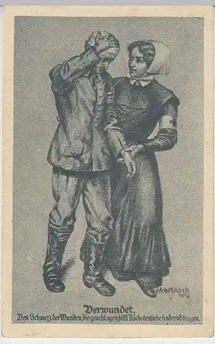 (36470) Künstler AK Jagstader: verwundeter Soldat m. Krankenschwester