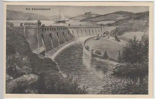 (36357) Künstler AK Edertalsperre, vor 1945