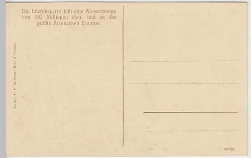 (36357) Künstler AK Edertalsperre, vor 1945