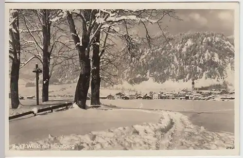 (36249) Foto AK Reit im Winkel, Totale im Winter mit Hausberg, 1937