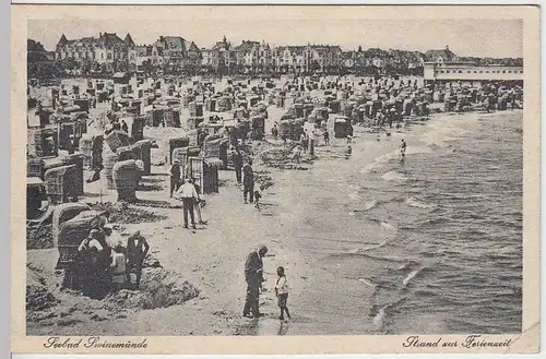 (36181) AK Seebad Swinemünde, Swinoujscie, Strand z. Ferienzeit, 1927