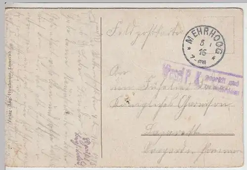 (36004) AK Emmerich, Dampfschiff "Lorette Antwerpen", Feldpost 1916