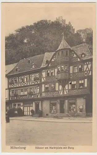 (35984) AK Miltenberg, Häuser am Marktplatz mit Burg, 1913