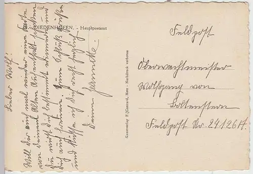 (35935) AK Diedenhofen, Thionville, Hauptpostamt, Feldpost 1940er