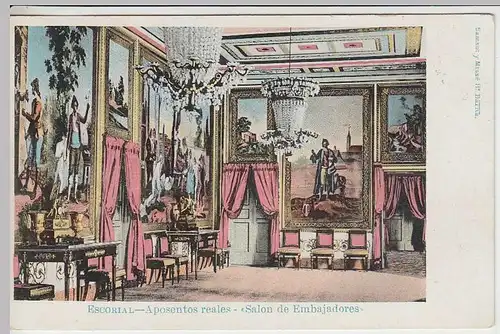 (35892) AK San Lorenzo de El Escorial, Salon de Embajadores um 1900