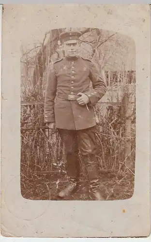 (35737) Foto AK 1.WK Portrait Soldat in Wellendingen, Feldpost 1915