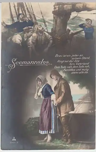 (35660) Foto AK Patriotika "Seemannslos" mit Spruch, 1920er