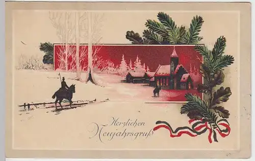 (35658) AK Neujahr, Reiter, Dorfkirche, vor 1945