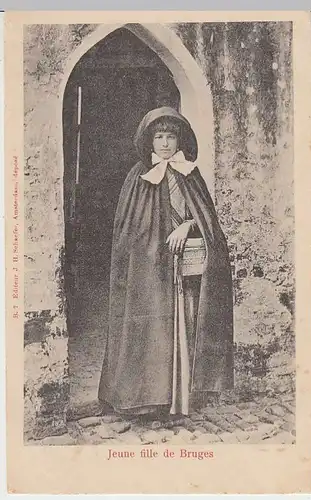 (35633) AK Belgien "Junges Mädchen von Brügge", "Jeune fille de Bruges"