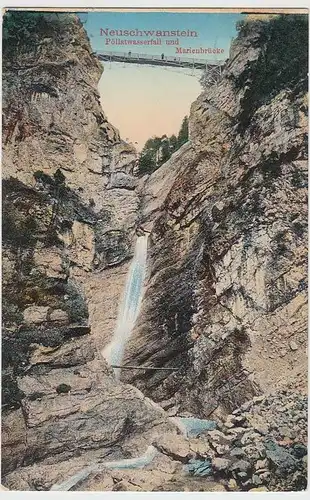 (35547) AK Neuschwanstein, Pöllatwasserfall u. Marienbrücke, 1911