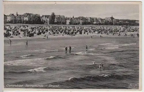 (35521) AK Ostseebad Swinemünde, Swinoujscie, Strand, Feldpost 1944