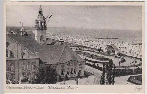 (35509) AK Ostseebad Swinemünde, Swinoujscie, Kurhaus m. Strand