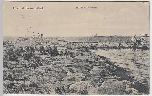 (35505) AK Seebad Swinemünde, Swinoujscie, Auf der Westmole, 1918