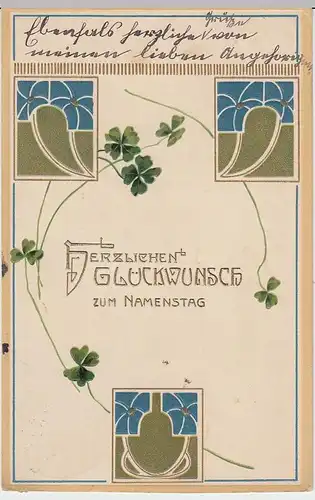 (35360) AK Namenstag, Gold-Prägedruck, 1906