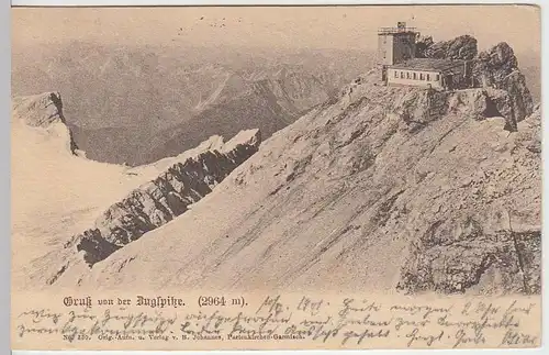 (35294) AK Gruß von der Zugspitze, Münchner Haus, 1901