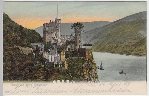 (30482) AK Gruss von Burg Rheinstein, vor 1905