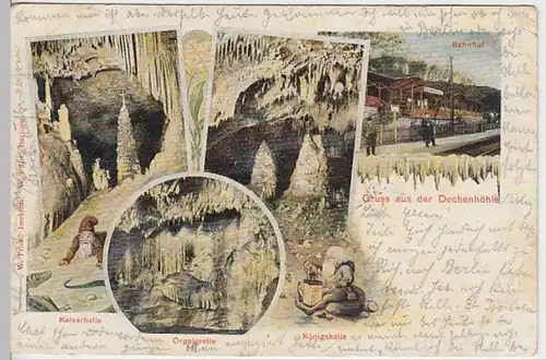 (30477) AK Iserlohn, Gruss aus der Dechenhöhle, Mehrbild, 1903