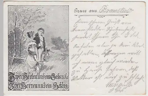 (30404) AK Gruss aus... (Bramstedt), Spruch >Zwei Seelen< 1902