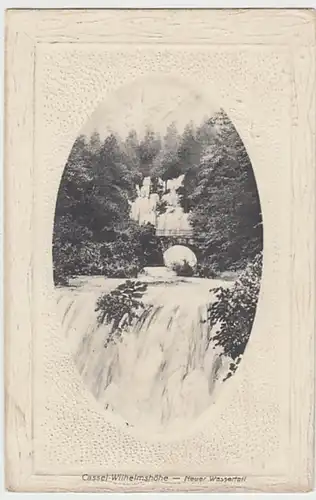 (30355) AK Kassel-Wilhelmshöhe, Neuer Wasserfall, Prägekarte, 1912