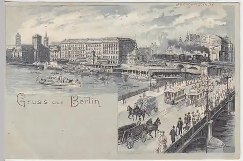 (30298) AK Gruss aus Berlin, Jannowitzbrücke, Litho um 1906