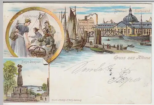(30263) AK Gruss aus Altona, Hamburg, Litho Bahnpost 1898