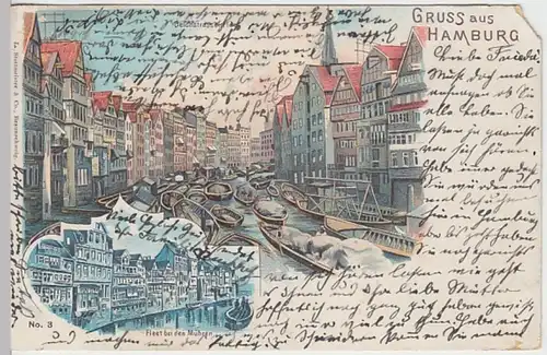 (30262) AK Gruss aus Hamburg, Fleet, Litho 1902