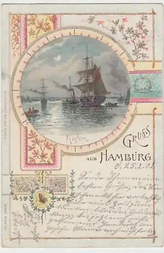 (30261) AK Gruss aus Hamburg, Hafen, 1902