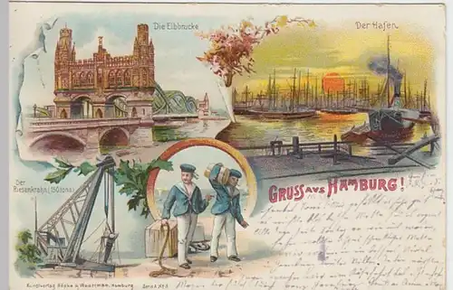 (30259) AK Gruss aus Hamburg, Litho 1898