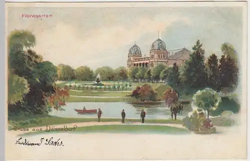 (30258) AK Gruss aus Düsseldorf, Floragarten, 1901