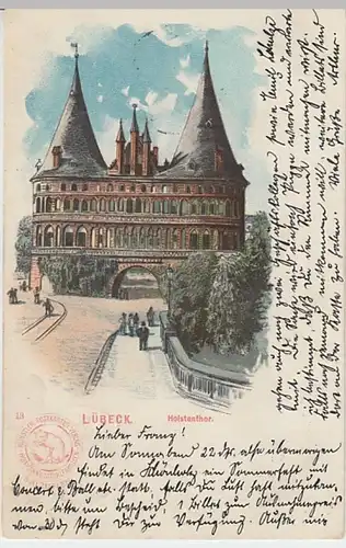 (30245) AK Lübeck, Holstenthor, Litho 1903