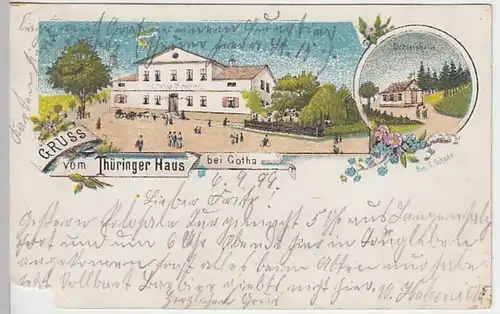 (30229) AK Gruss vom Thüringer Haus bei Gotha, 1899