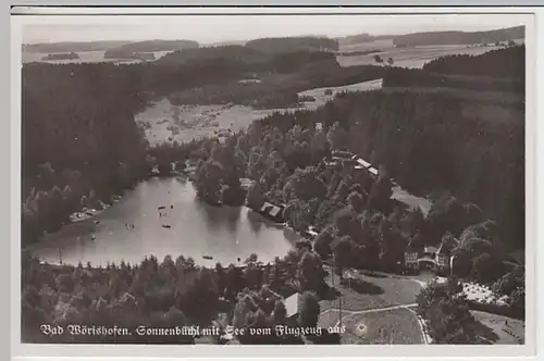 (30208) Foto AK Bad Wörishofen, Sonnenbüchl mit See, Luftbild, vor 1945