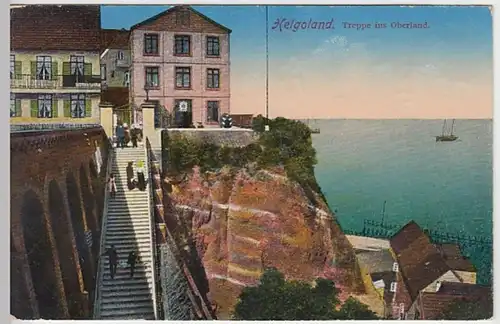 (30085) AK Helgoland, Treppe ins Oberland, Bahnpost, 1913