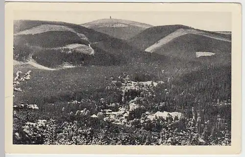 (30077) AK Bad Karlsbrunn (Karlova Studanka), mit Altvaterwarte, vor 1945