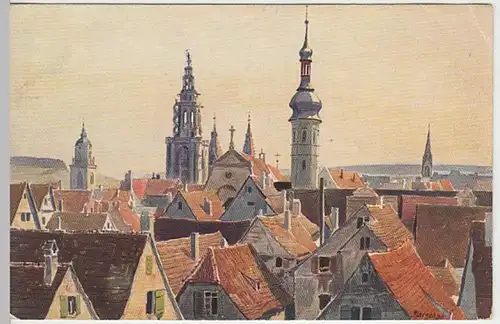(30074) Künstler AK Marschall, Dächer von Heilbronn, vor 1945