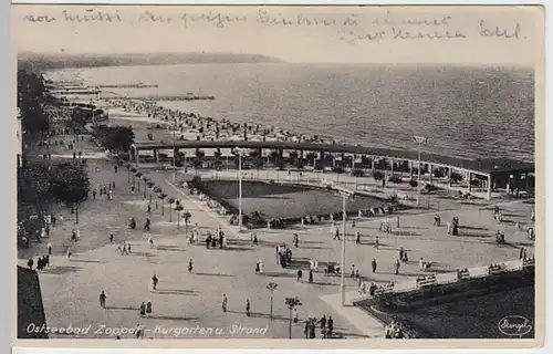 (30034) AK Ostseebad Zoppot (Sopot), Kurgarten am Strand, 1940
