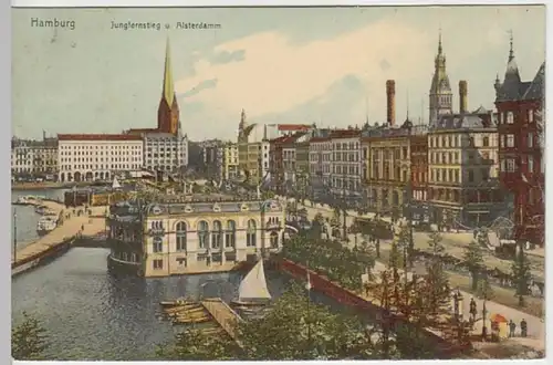 (30013) AK Hamburg, Jungfernstieg und Alsterdamm, 1908