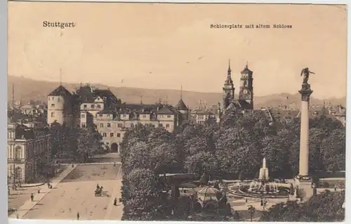 (30005) AK Stuttgart, Schlossplatz mit altem Schloss, 1907