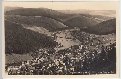 (35161) Foto AK Manebach, Blick v. Goethepfad, vor 1945