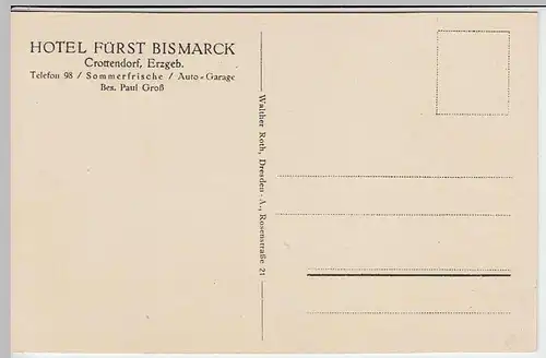 (34939) AK Crottendorf, Hotel Fürst Bismarck, vor 1945