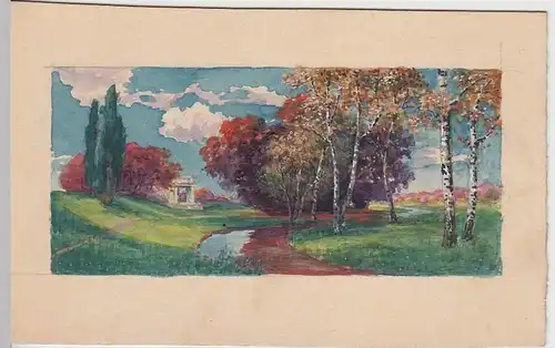 (34868) Künstler AK Birken am Bach, originales Gemälde