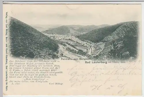 (34608) AK Bad Lauterberg, Panorama vom Königstein, mit Spruch, 1898