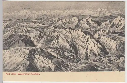 (34583) AK Berg-Reliefkarte, Watzmanngebiet, vor 1905