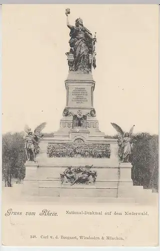 (34552) AK Gruss vom Rhein, Nationaldenkmal a.d. Niederwald, vor 1905
