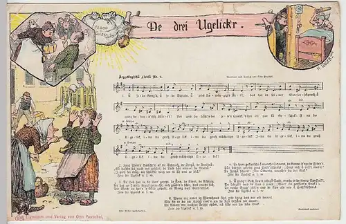 (34542) AK Liedkarte "De drei Ugelick'r", Erzgebirge, 1907