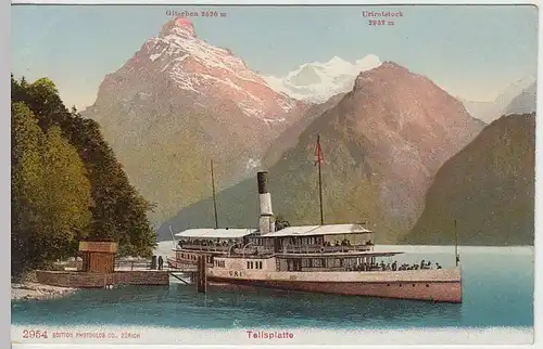 (34493) AK Vierwaldstättersee, Tellsplatte, Dampschiff "Uri", vor 1945
