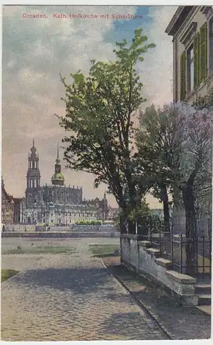 (34331) AK Dresden, Kath. Hofkirche m. Schloßturm, vor 1945