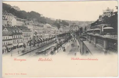 (34318) AK Karlsbad, Karlovy Vary, Kreuzgasse, Mühlbrunnen-Col. um 1900
