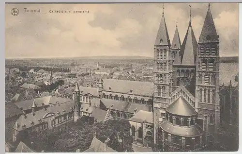 (34188) AK Tournai, Panorama mit Kathedrale, Feldpost 1915